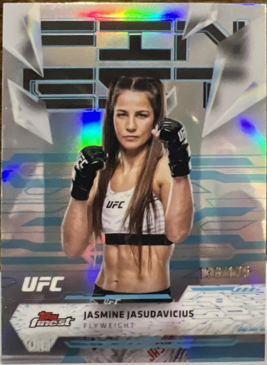 Jasmine Jasudavicius 2025 Topps Finest UFC Base Uncommon #101 Blue Refractor