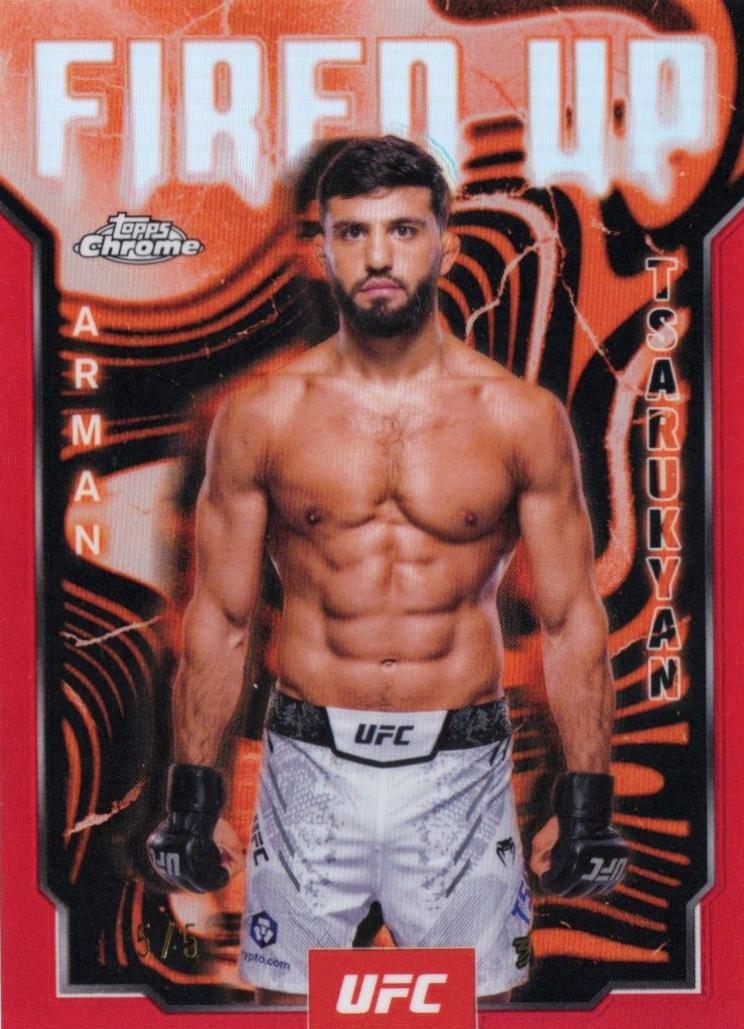 Arman Tsarukyan 2025 Topps Chrome UFC Fired Up #FUP-6 Red Refractor