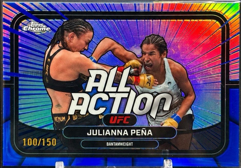 Julianna Peña 2026 Topps Chrome UFC All-Action #AA-10 Blue Refractor