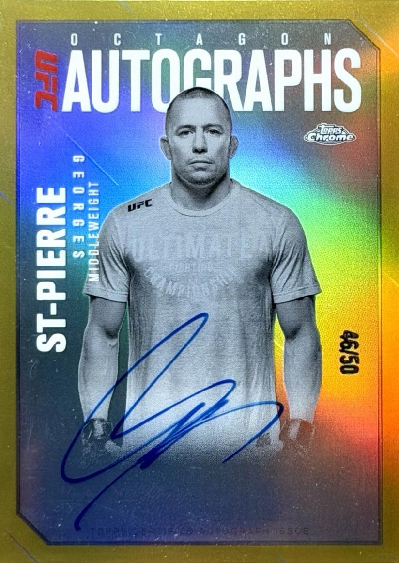 Georges St-Pierre 2025 Topps Chrome UFC Octagon Legends Autographs #OLA-GS Gold Refractor