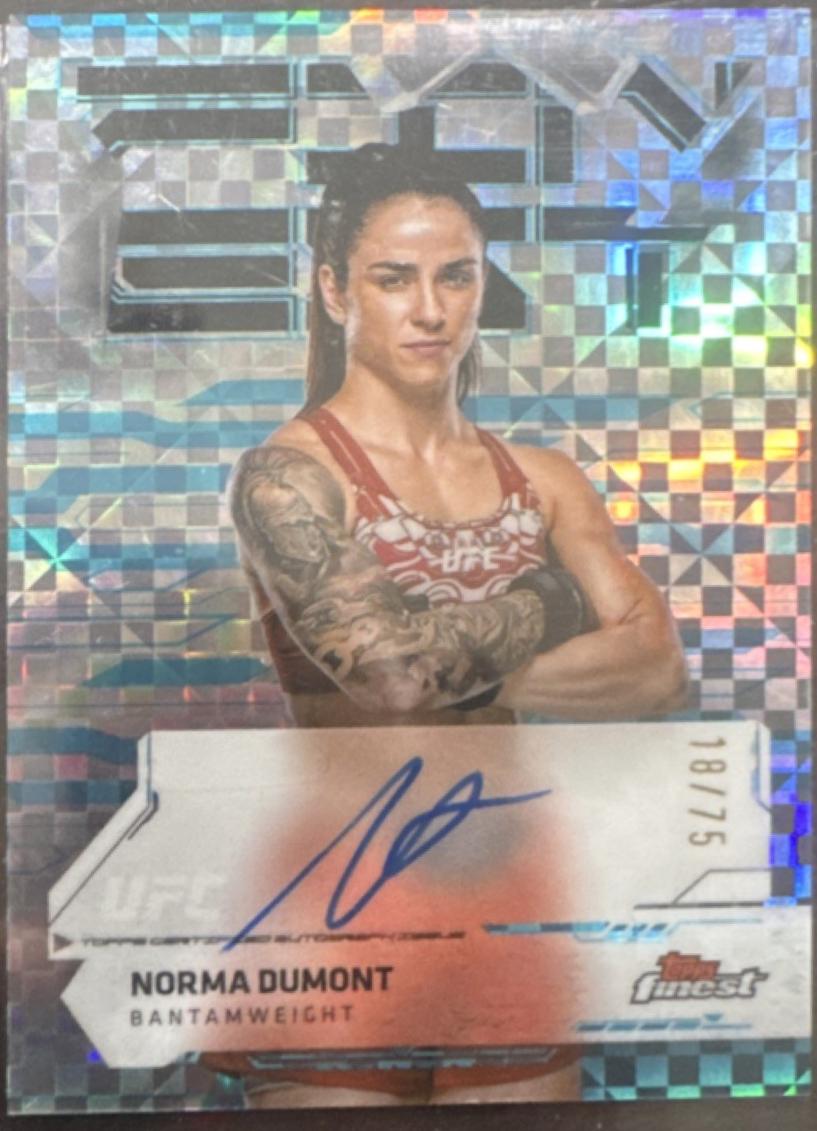 Norma Dumont 2025 Topps Finest UFC Finest Autographs #FA-NT Blue Checkerboard Refractor