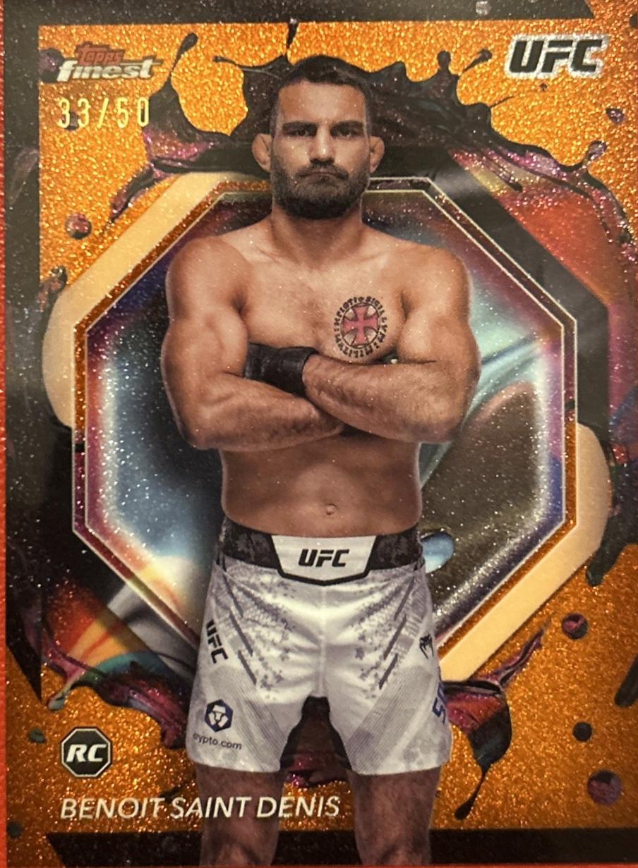 Benoit Saint Denis 2024 Topps Finest UFC Base Rare #243 Tangerine Glitter Refractor