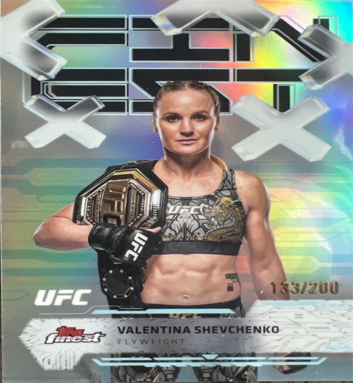 Valentina Shevchenko 2025 Topps Finest UFC Base Common #32 Blue Refractor