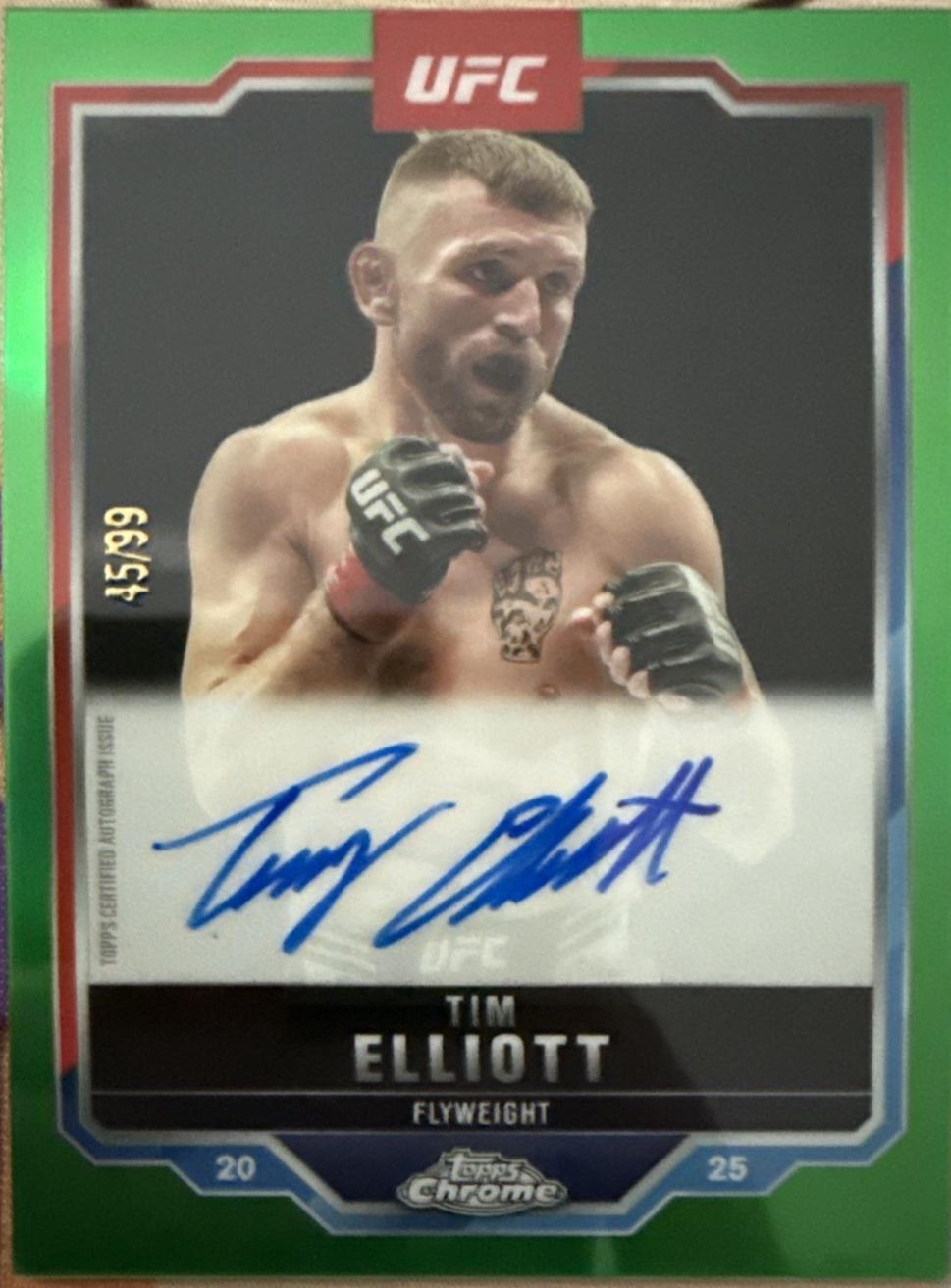 Tim Elliott 2025 Topps Chrome UFC Chrome Veteran Autographs #CVA-TE Green Refractor