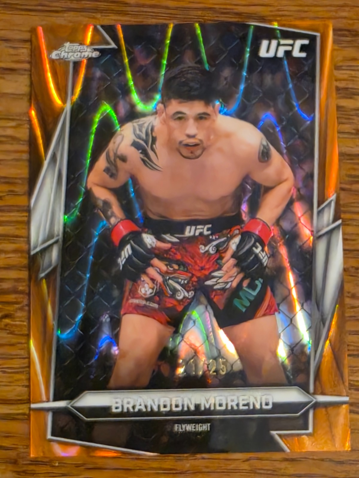 Brandon Moreno 2026 Topps Chrome UFC Base #162 Orange Ray Wave Refractor