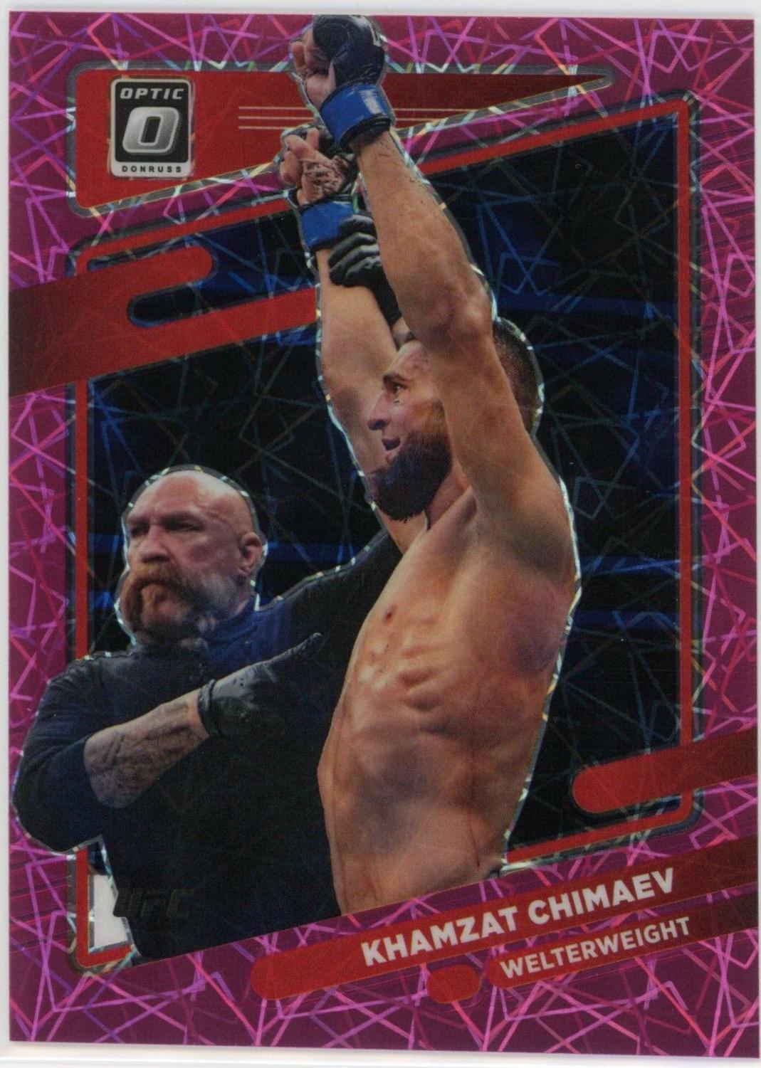 Khamzat Chimaev 2022 Panini Donruss Optic UFC Base #72 Pink Velocity