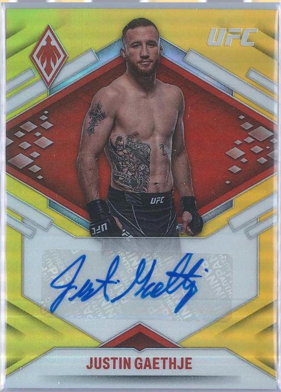 Justin Gaethje 2022 Panini Chronicles UFC Phoenix Autographs #37 Gold