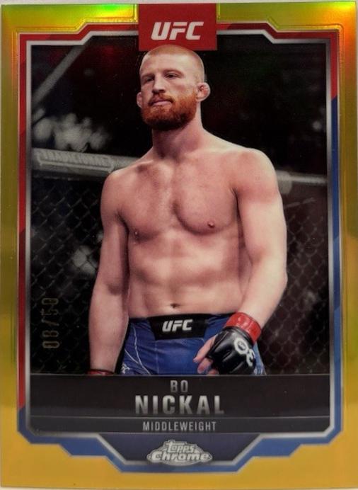 Bo Nickal 2025 Topps Chrome UFC Base #76 Gold Refractor