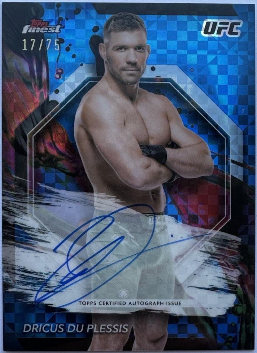 Dricus Du Plessis 2024 Topps Finest UFC Finest Autographs #FA-DDP Blue Checkerboard Refractor