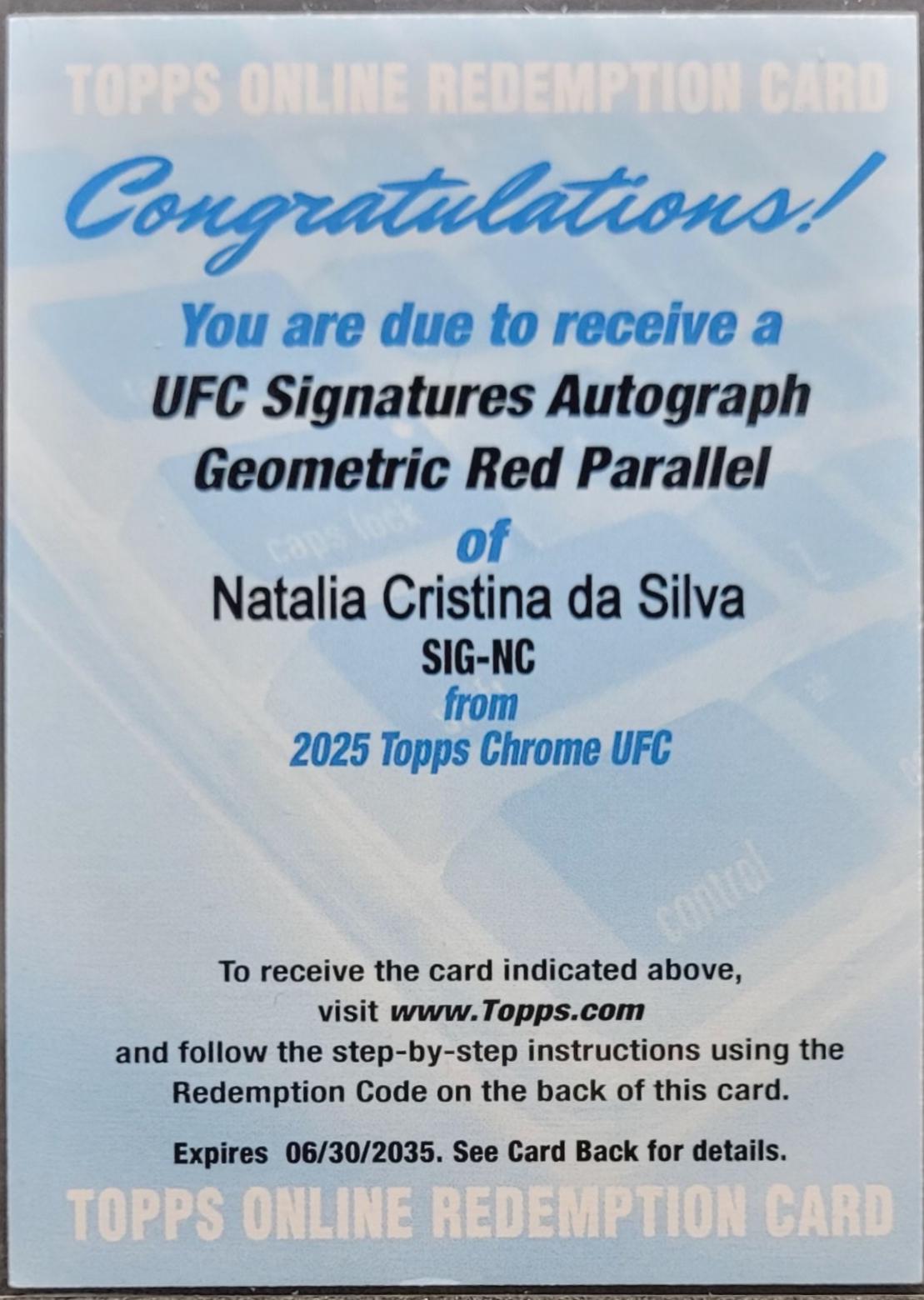 Natalia Silva 2025 Topps Chrome UFC UFC Signatures #SIG-NC Geometric Red Refractor