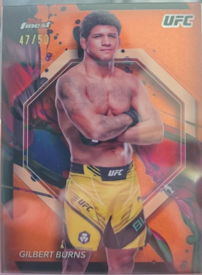Gilbert Burns 2024 Topps Finest UFC Base Common #68 Tangerine Glitter Refractor