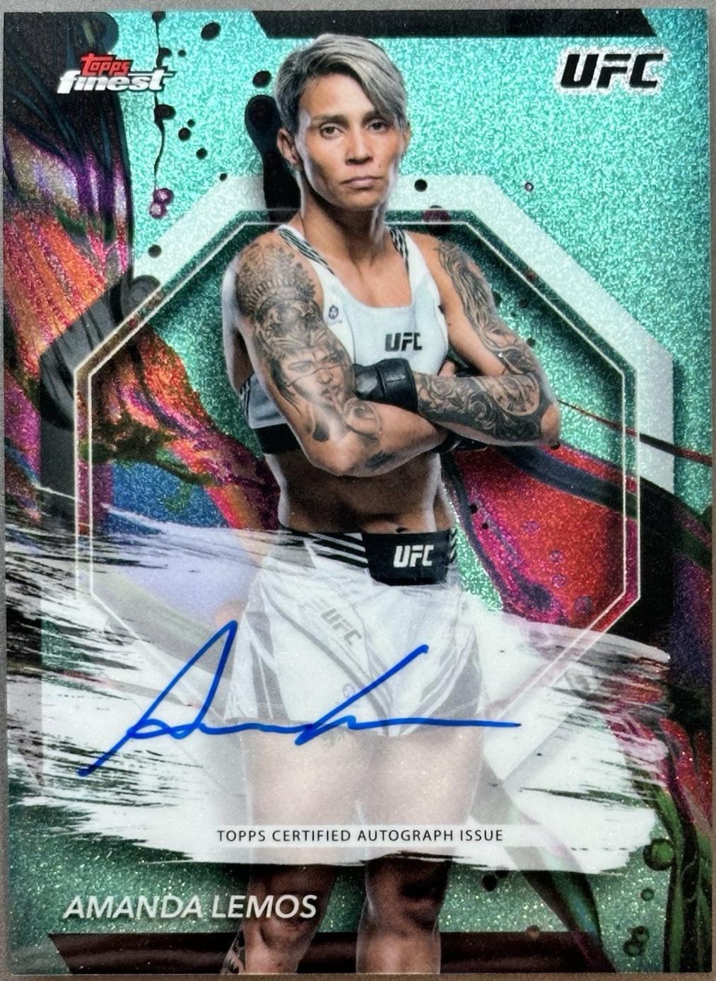 Amanda Lemos 2024 Topps Finest UFC Finest Autographs #FA-ALS Aqua Glitter Refractor