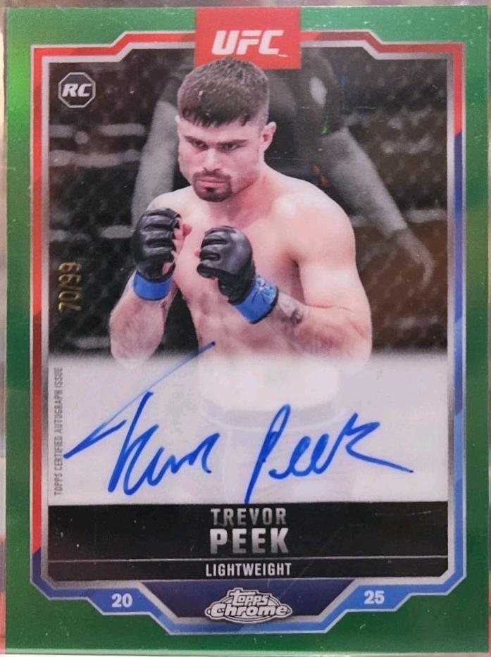Trevor Peek 2025 Topps Chrome UFC Chrome Rookie Autographs #CRA-TP Green Refractor