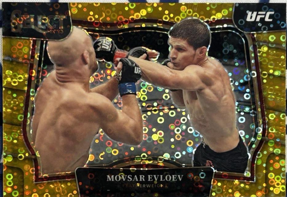 Movsar Evloev 2023 Panini Select UFC Octagonside #269 Gold Disco