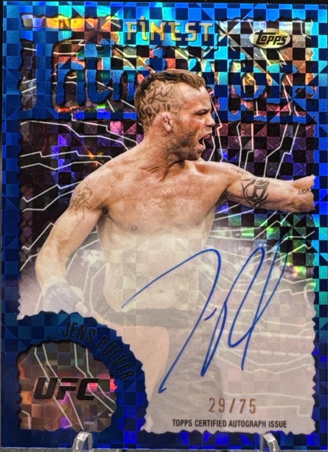 Jens Pulver 2024 Topps Finest UFC Intimidators Autographs #IA-JPU Blue Checkerboard Refractor