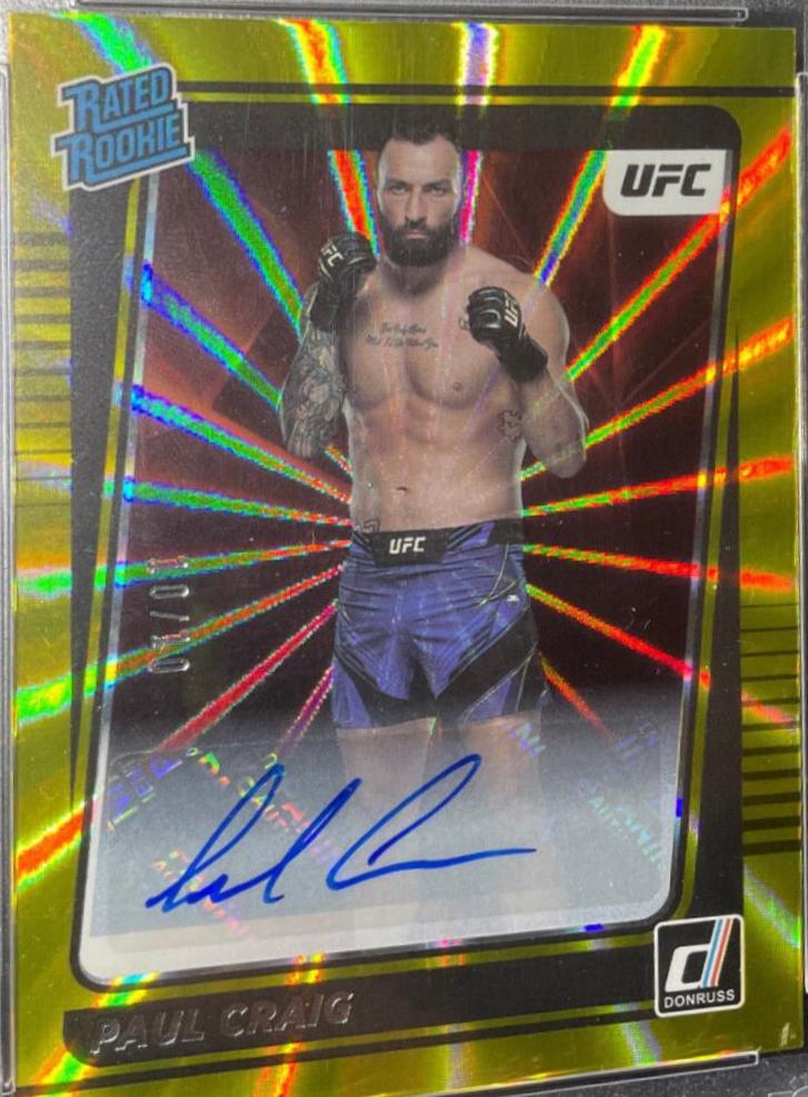 Paul Craig 2022 Panini Donruss UFC Rated Rookies Signatures #202 Gold