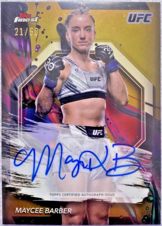 Maycee Barber 2024 Topps Finest UFC Finest Autographs #FA-MEB Gold Refractor