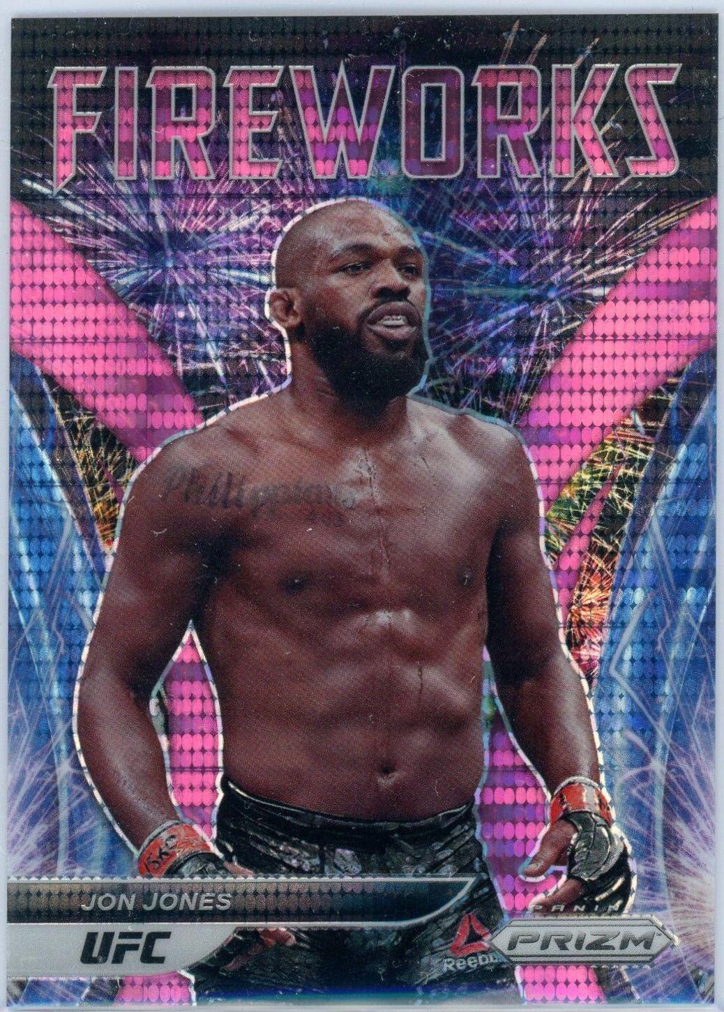 Jon Jones 2022 Panini Prizm UFC Fireworks #20 Pink Pulsar