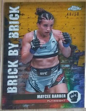Maycee Barber 2024 Topps Chrome UFC Brick by Brick #BYB-5 Gold Refractor