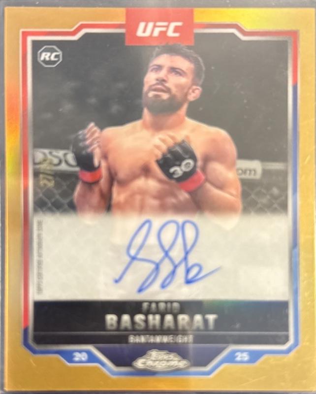 Farid Basharat 2025 Topps Chrome UFC Chrome Rookie Autographs #CRA-FB Gold Refractor