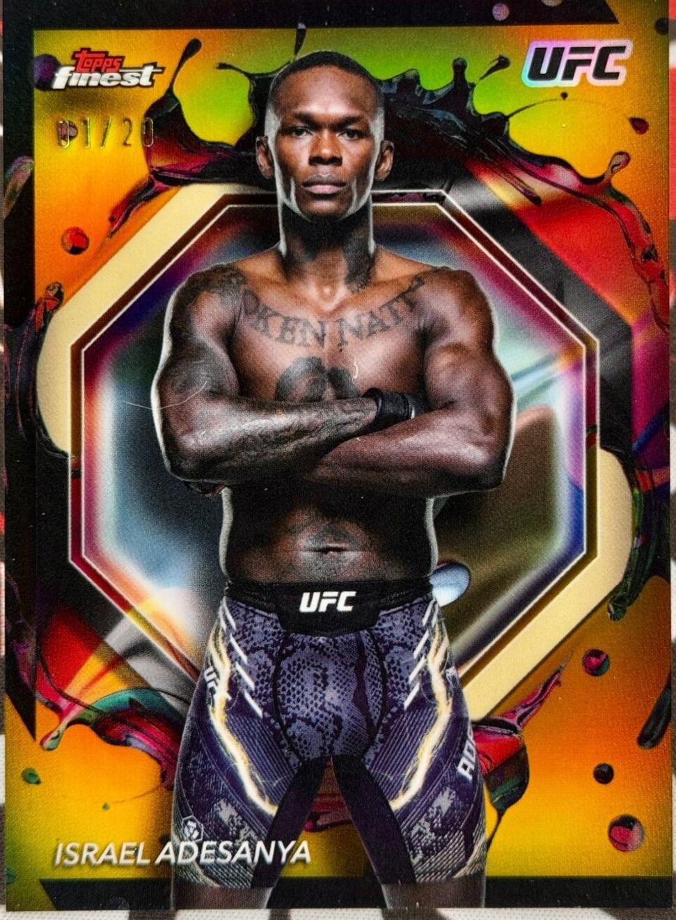 Israel Adesanya 2024 Topps Finest UFC Base Rare #206 Gold Refractor