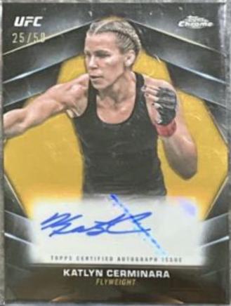 Katlyn Cerminara 2024 Topps Chrome UFC Chrome Veteran Autographs #CVA-KCH Gold Refractor
