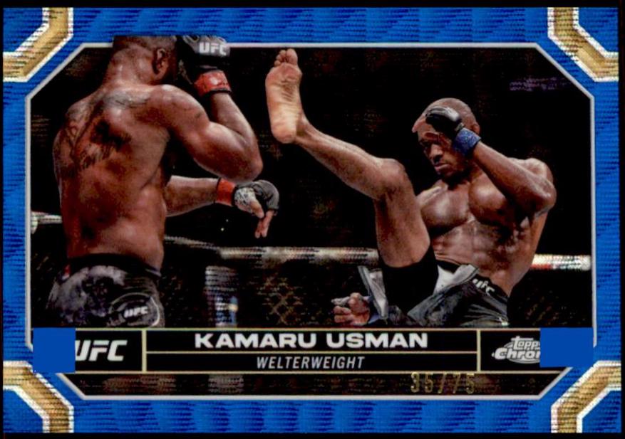 Kamaru Usman 2024 Topps Chrome UFC Base #108 Blue Wave Refractor