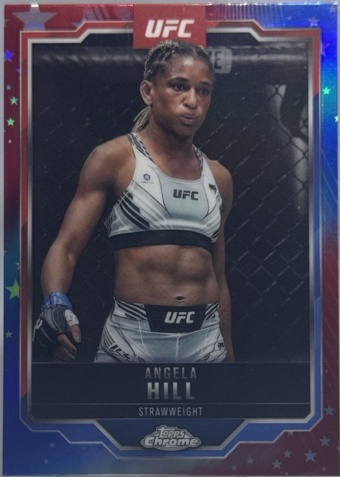 Angela Hill 2025 Topps Chrome UFC Base #124 Red White Blue Refractor