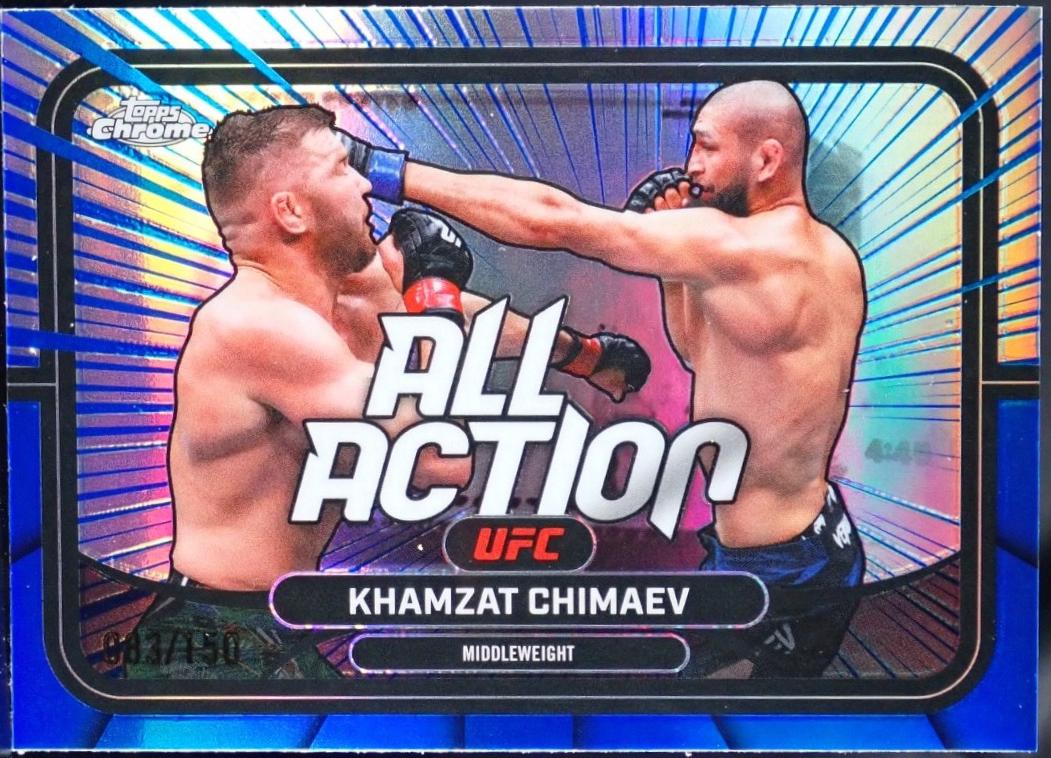 Khamzat Chimaev 2026 Topps Chrome UFC All-Action #AA-16 Blue Refractor