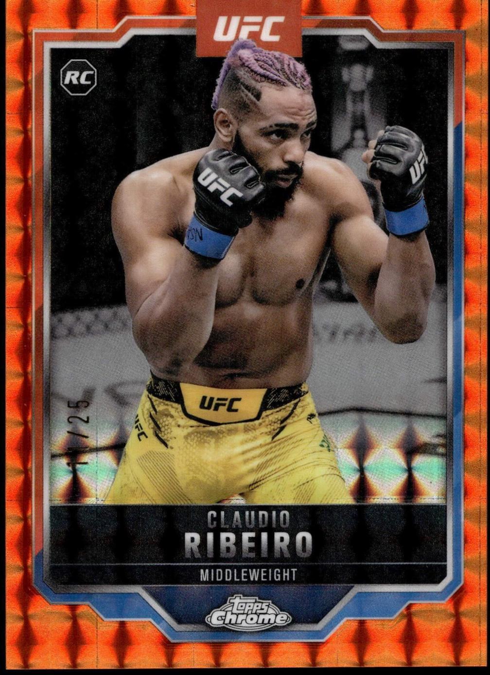 Claudio Ribeiro 2025 Topps Chrome UFC Base #16 Orange Geometric Refractor