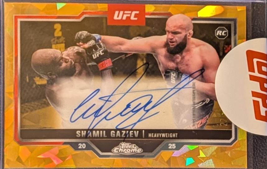 Shamil Gaziev 2025 Topps Chrome UFC Chrome Rookie Autographs #CRA-SG Gold Refractor