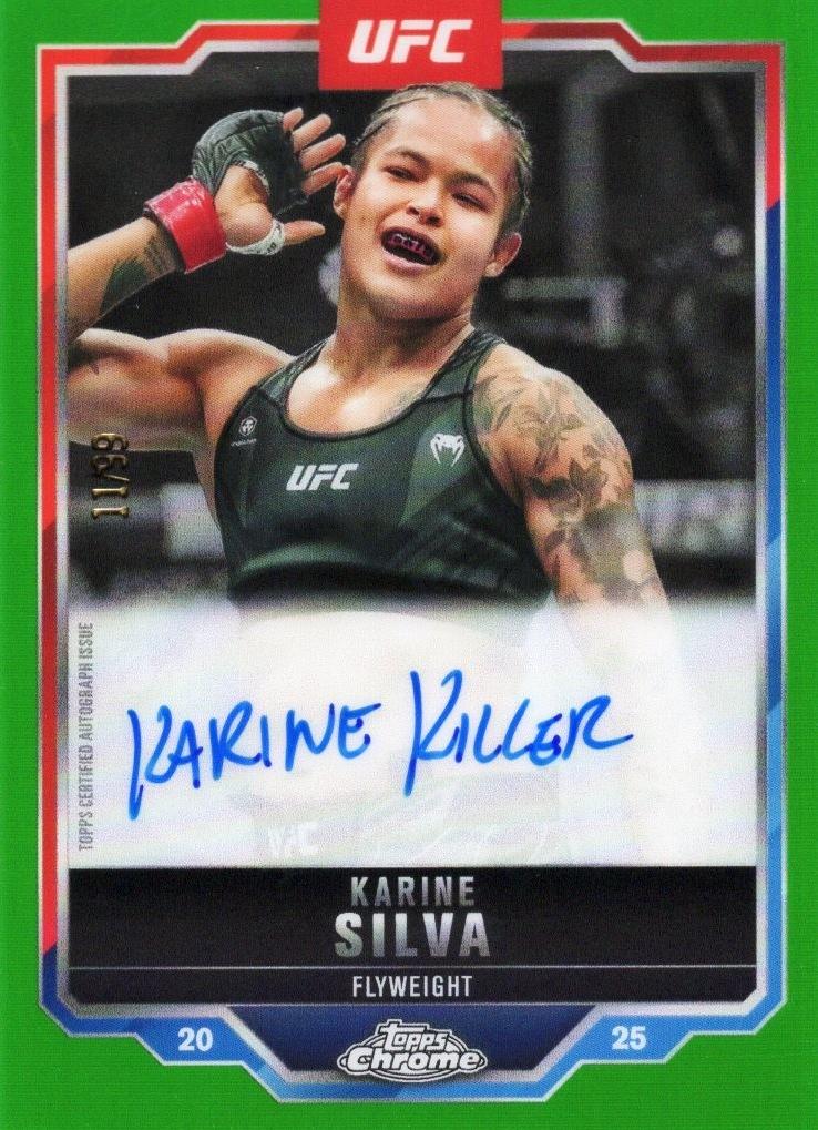 Karine Silva 2025 Topps Chrome UFC Chrome Veteran Autographs #CVA-KS Green Refractor