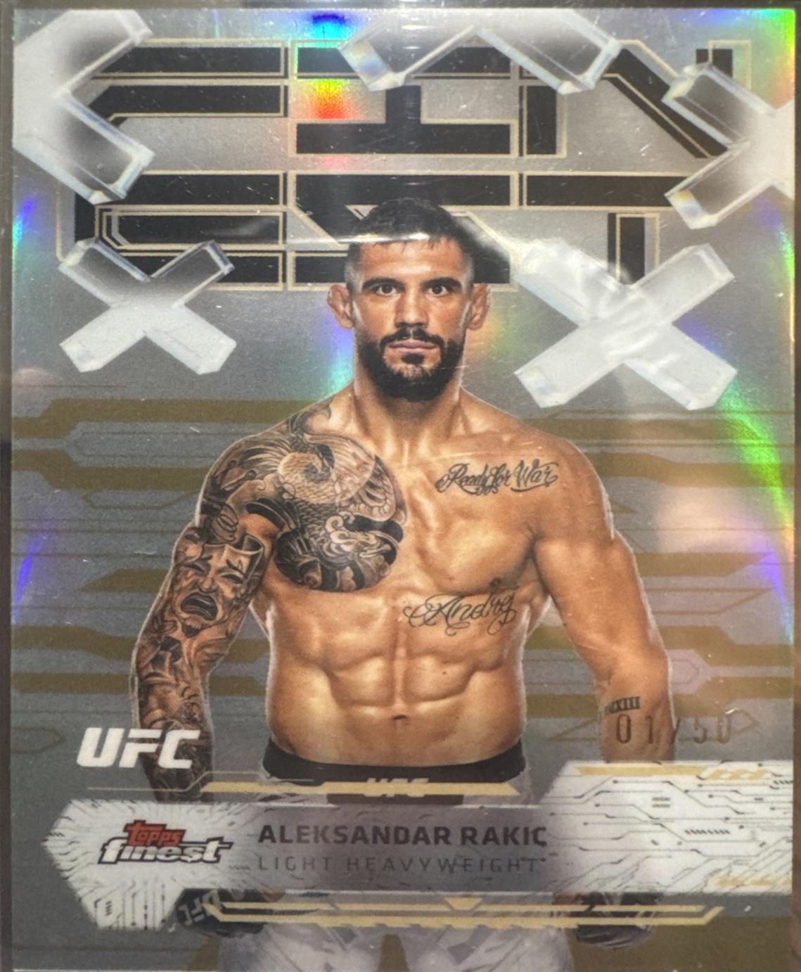 Aleksandar Rakic 2025 Topps Finest UFC Base Common #62 Gold Refractor