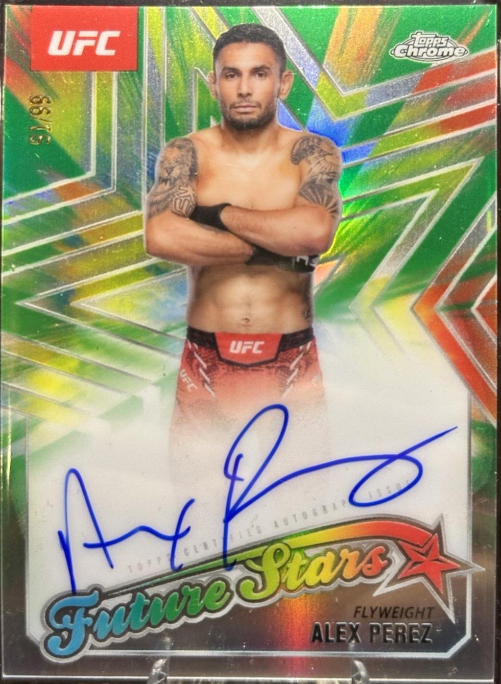 Alex Perez 2025 Topps Chrome UFC Future Stars Autographs #FSA-AP Green Refractor