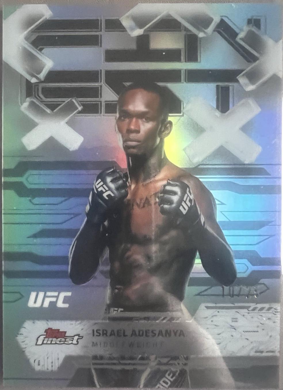 Israel Adesanya 2025 Topps Finest UFC Base Common #17 Black Refractor