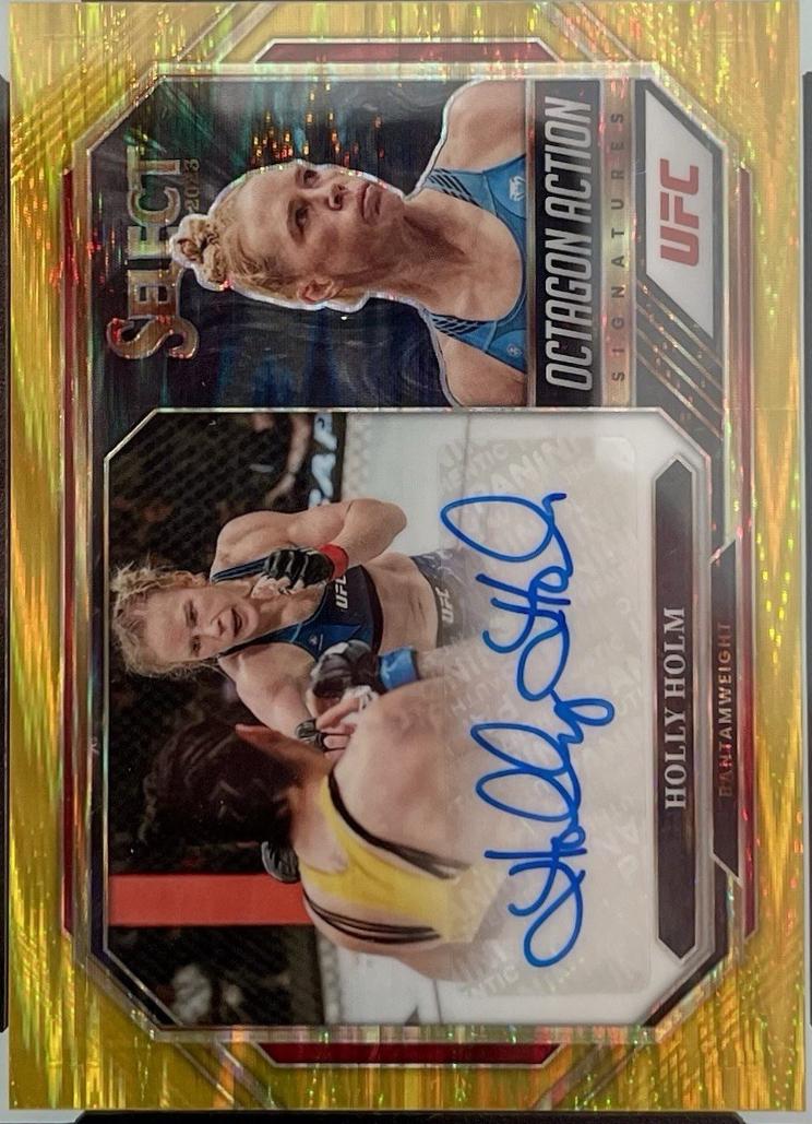 Holly Holm 2023 Panini Select UFC Octagon Action Signatures #31 Gold