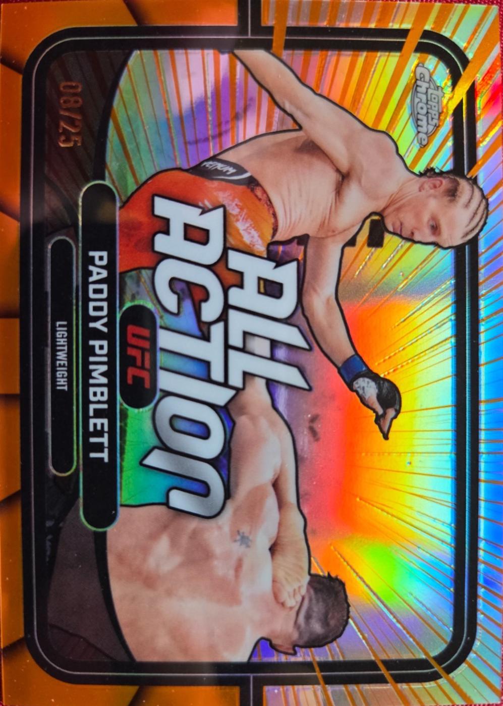 Paddy Pimblett 2026 Topps Chrome UFC All-Action #AA-20 Orange Refractor