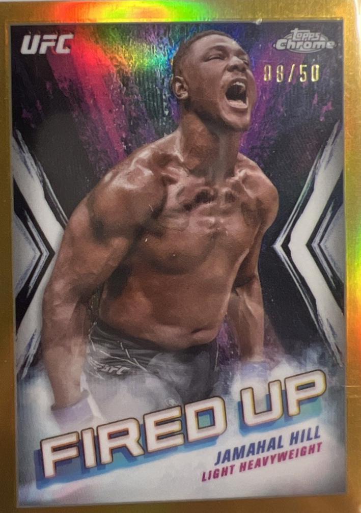 Jamahal Hill 2024 Topps Chrome UFC Fired Up #FDP-17 Gold Refractor