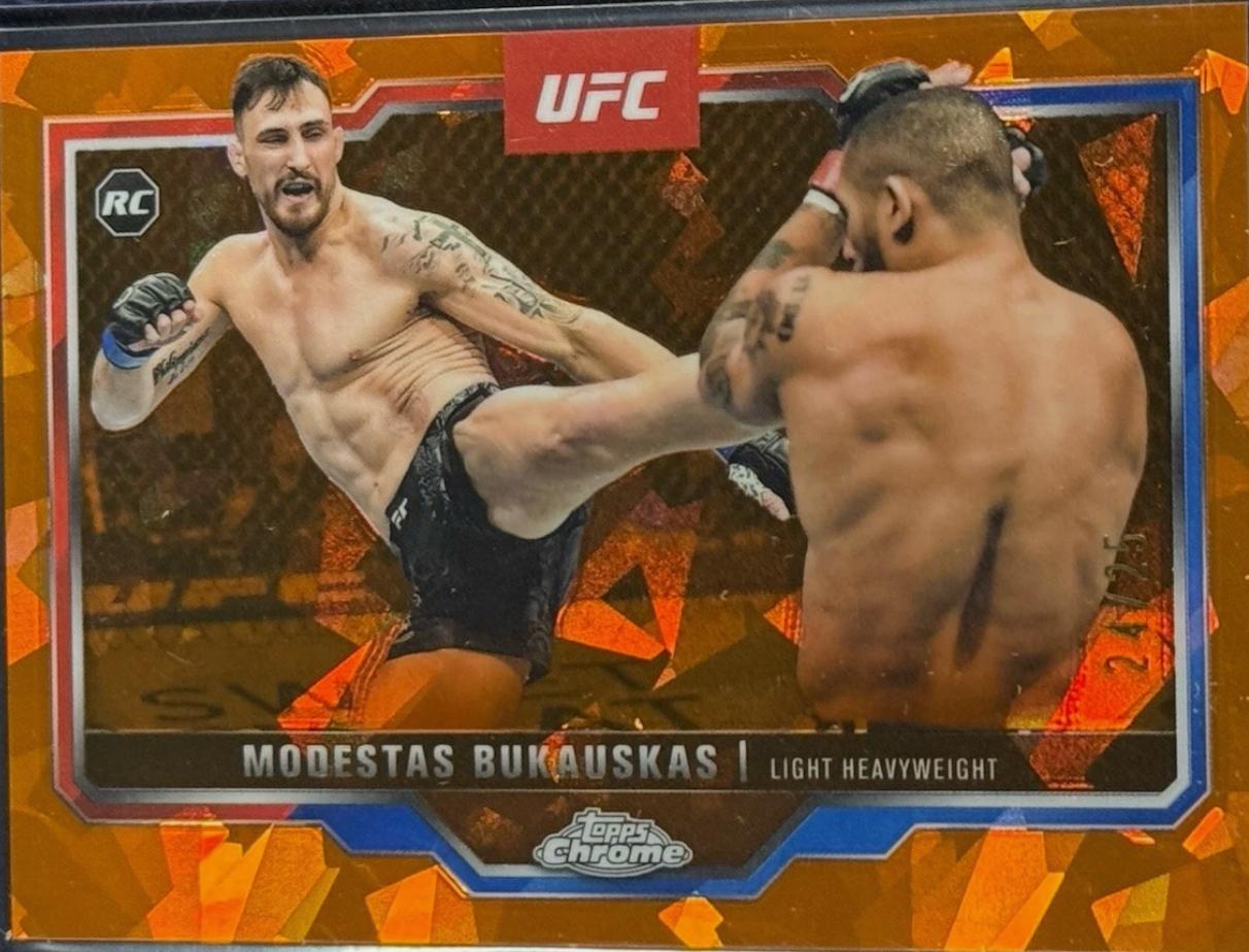 Modestas Bukauskas 2025 Topps Chrome Sapphire UFC Base Sapphire #8 Padparadscha Sapphire