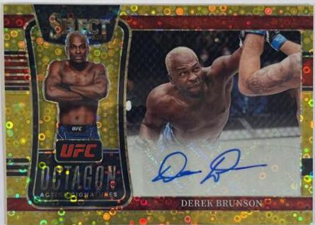 Derek Brunson 2022 Panini Select UFC Octagon Action Signatures #20 Gold