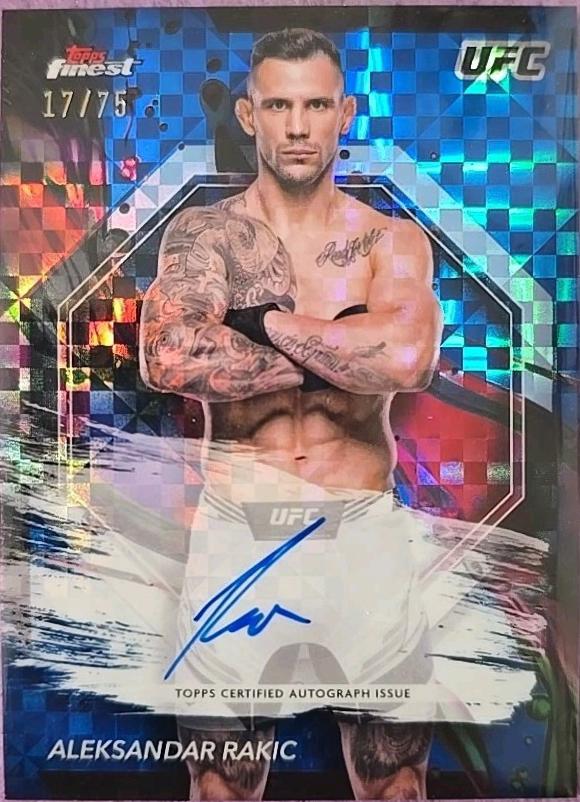 Aleksandar Rakic 2024 Topps Finest UFC Finest Autographs #FA-ARR Blue Checkerboard Refractor