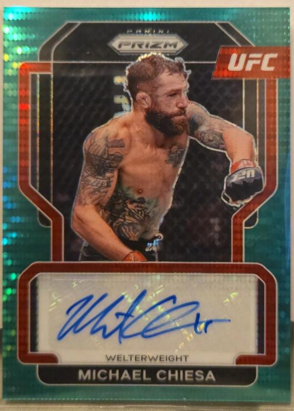 Michael Chiesa 2022 Panini Prizm UFC Signatures #51 Green Pulsar