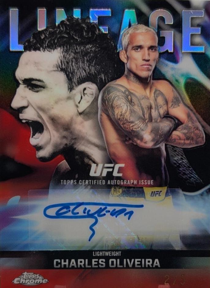 Charles Oliveira 2026 Topps Chrome UFC Chrome Lineage Autographs #CCA-CO Red Refractor
