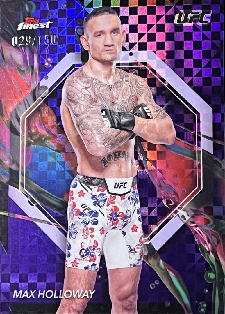 Max Holloway 2024 Topps Finest UFC Base Common #31 Purple Checkerboard Refractor