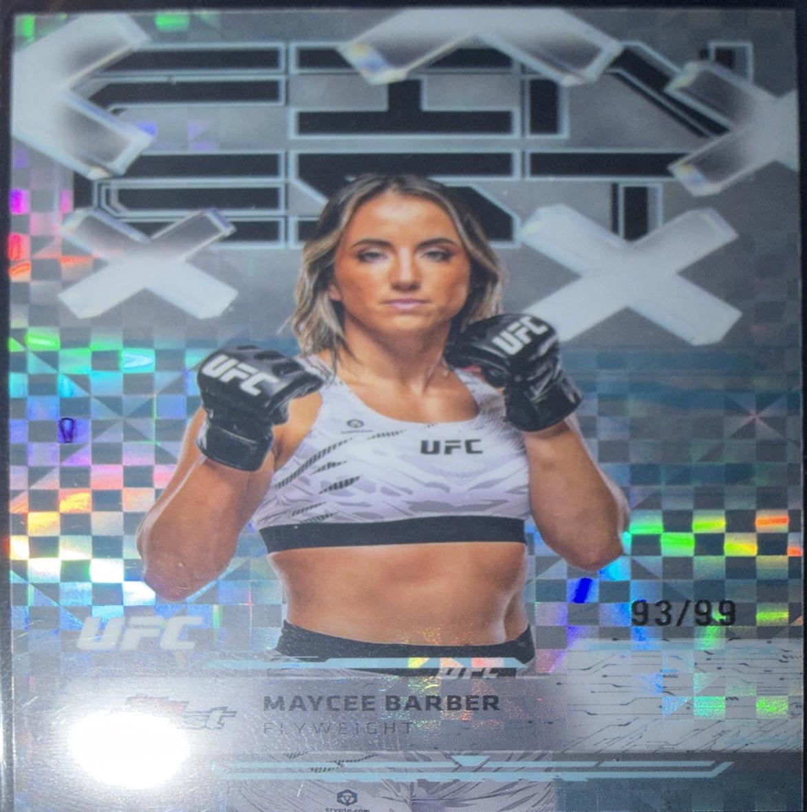 Maycee Barber 2025 Topps Finest UFC Base Common #12 Blue Checkerboard Refractor