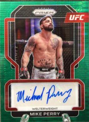 Mike Perry 2022 Panini Prizm UFC Signatures #18 Green Pulsar