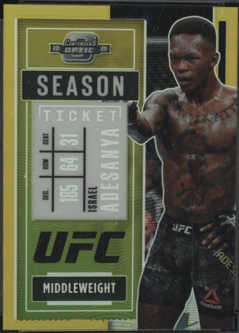 Israel Adesanya 2021 Panini Chronicles UFC Base Contenders Optic Season Ticket #272 Gold