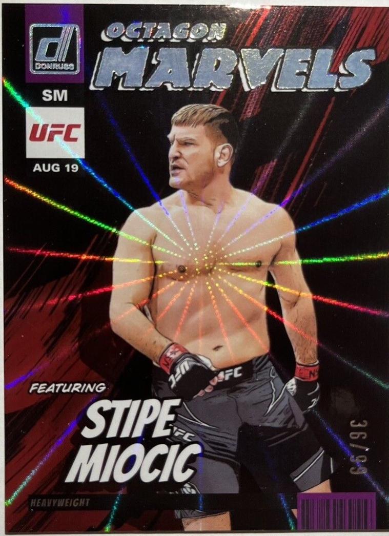 Stipe Miocic 2023 Panini Donruss UFC Octagon Marvels #9 Purple Laser