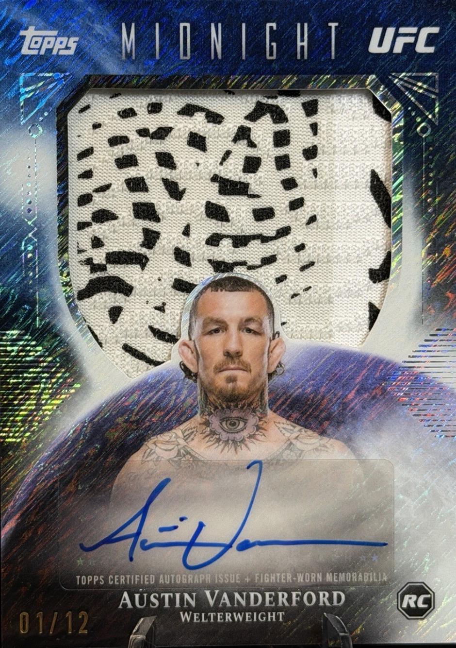 Austin Vanderford 2026 Topps Midnight UFC Rookie Relic Autographs #RRA-AV Daybreak