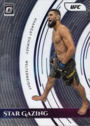 Khamzat Chimaev 2022 Panini Donruss Optic UFC Star Gazing #8 Gold Vinyl